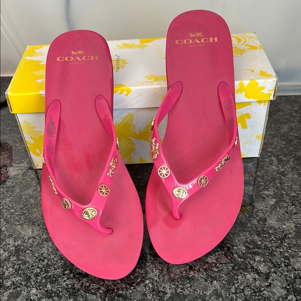 Coach Pink Sparkly Sandals with Rhinestone Straps